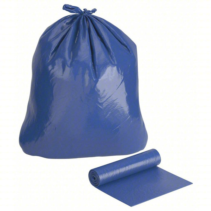 Biohazard Bags: 45 gal Capacity, 40 in Wd, 48 in Ht, No Legend, LLDPE, Blue, 100 PK