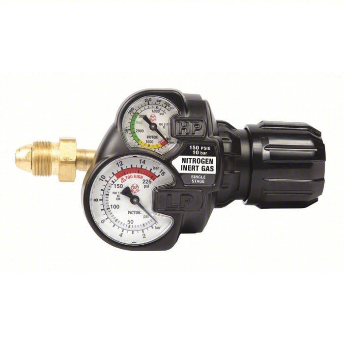 Gas Regulator: Single Stage, CGA 580 Inlet, 5/8"-15 F RH Outlet, 150 psig