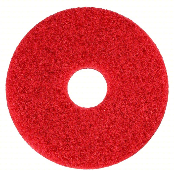 Buffing and Cleaning Pad: Cleaning/Buffing, Red, 13 in Dia, Polyester, 5 PK