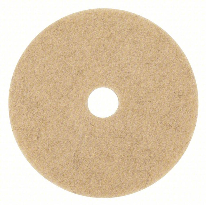 Burnishing Pad: Tan, 24 in Dia, Natural/Polyester Fiber, 3,000 RPM Max Speed, Round, 5 PK