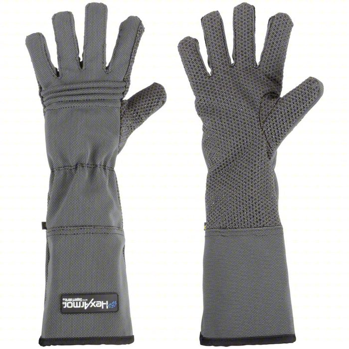 Mechanics Gloves: Silicone, ANSI Cut Level A9, Palm Side, Gray, Coated Palm, 1 PR
