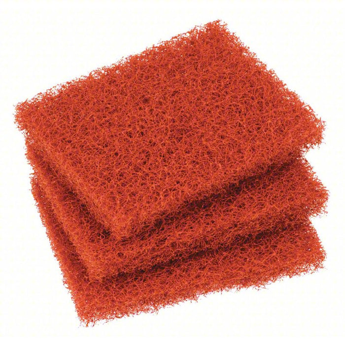 Scouring Pad: Resin, 5 1/4 in Lg, 4 in Wd, 3/4 in Ht, Orange, 6 PK