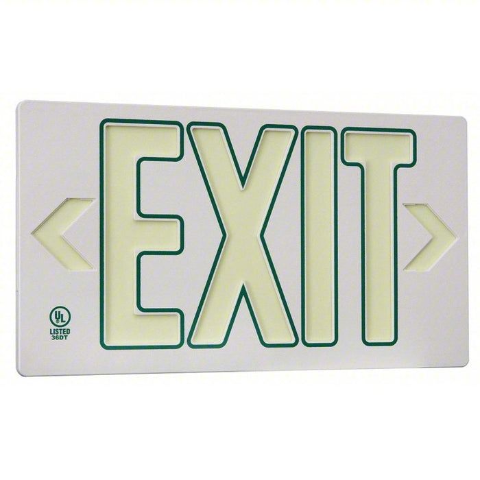 Exit Sign: Plastic, Mounting Holes Sign Mounting, 8 3/4 in x 15 3/8 in Nominal Sign Size