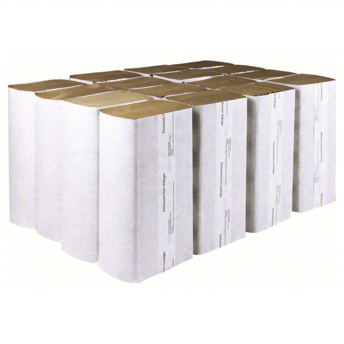 Paper Towel Sheets: Brown, 9 1/4 in Sheet Wd, 9 1/2 in Sheet Lg, 250 Sheets, 1 Ply, 16 PK