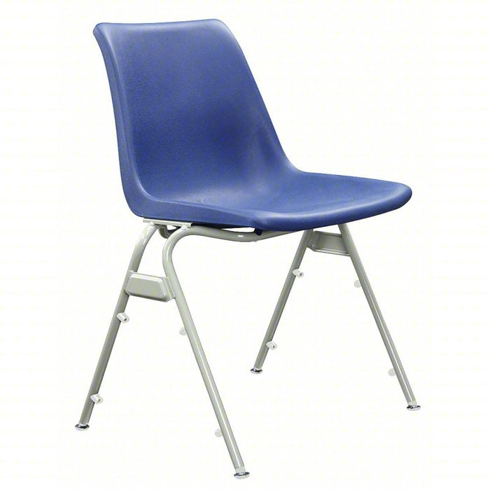 Stacking Chair: Blue Seat, Plastic Seat, Steel Frame, Gray Seat, Plastic Back
