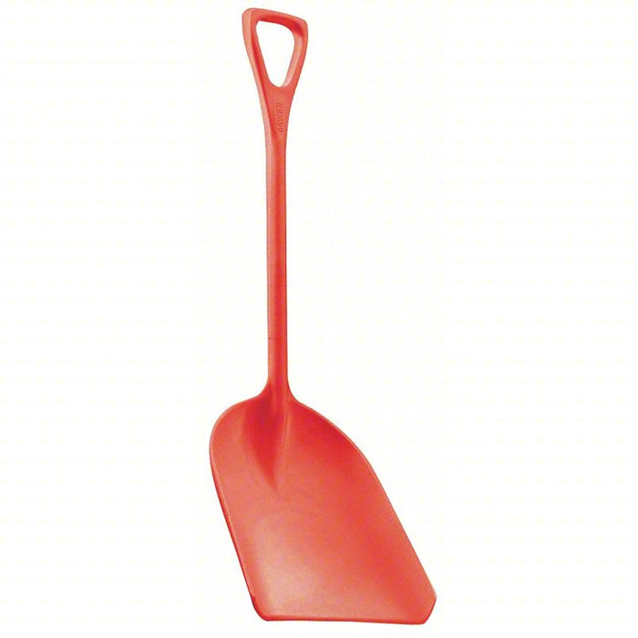 Hygienic Shovel: Red, 17 in Blade Lg, 13 3/4 in Blade Wd, Square Point, Polypropylene