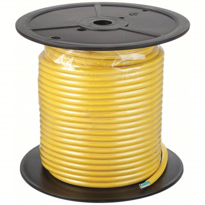 Portable Cord: 3 Conductors, 12 AWG Wire Size, PVC, Yellow, 250 ft Lg, 300 V Volt