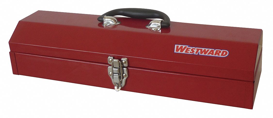 Tool Box: 19 in Overall Wd, 6 in Overall Dp, 4 in Overall Ht, Padlockable, Red
