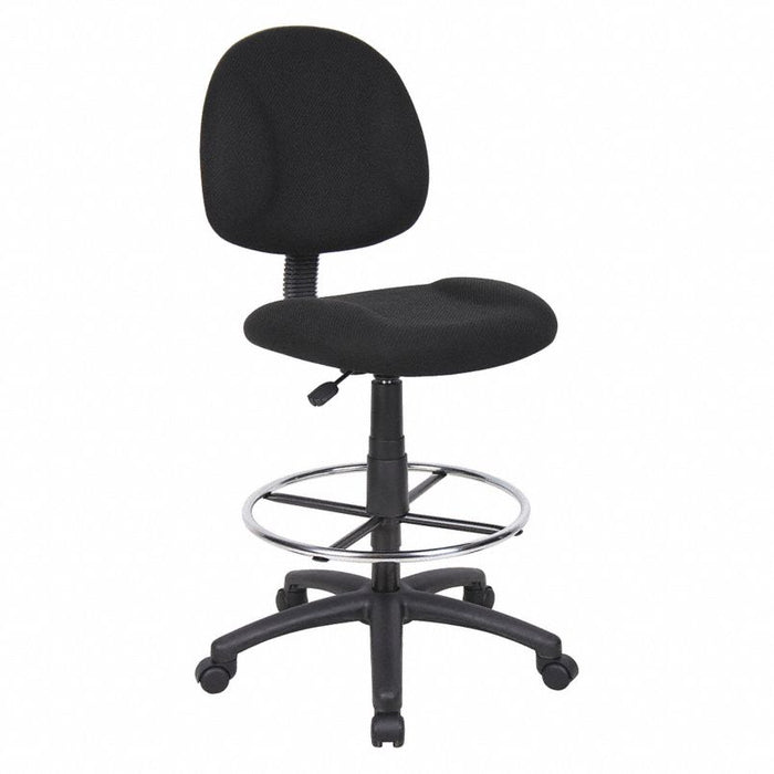 Drafting Chair: No Arm Arm, Black, Fabric, 275 lb Wt Capacity, Unassembled