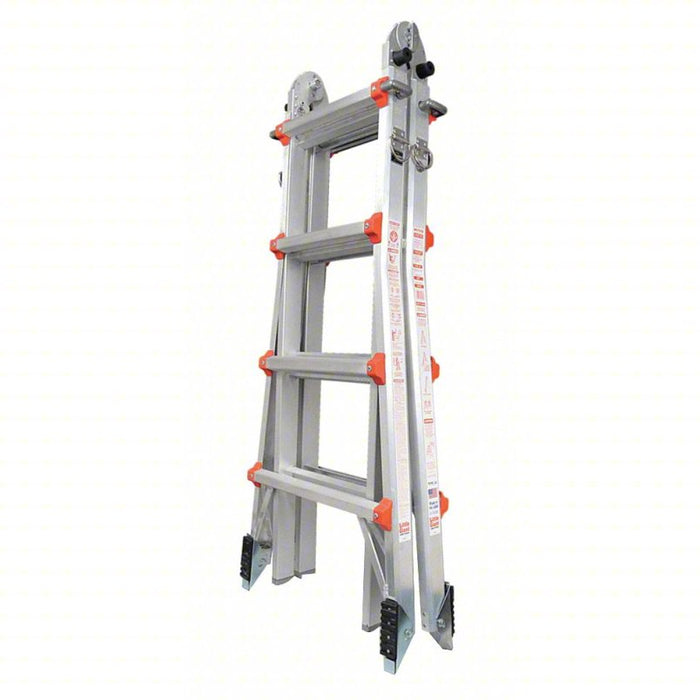 Multipurpose Ladder: 15 ft Extended Ladder Ht, 4 to 7 ft, 1 to 3 ft, 40 lb Net Wt