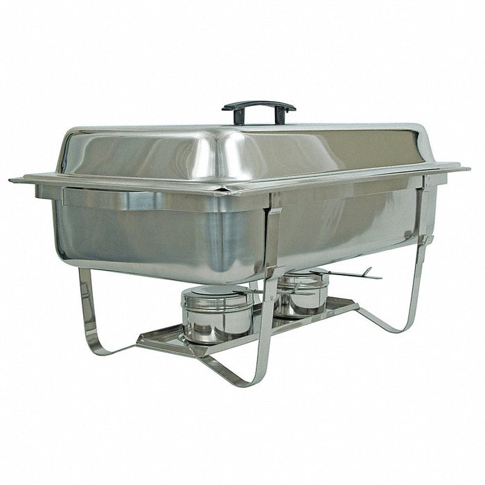 Full Size Chafer With Stackable Frame: 8 qt Capacity, 23 1/2 in Overall Lg, Lift-Off