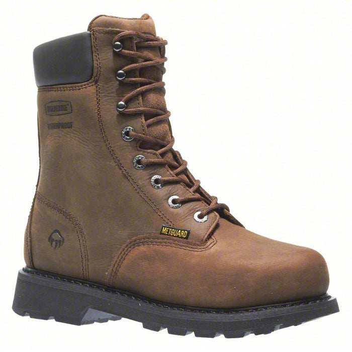 Work Boot: M, 8, 8 in Work Boot Footwear, Men's, Brown, Internal Metatarsal Guard, 1 PR