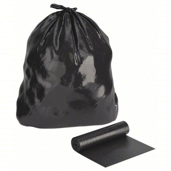 Recycled Trash Bags: 33 gal Capacity, 33 in Wd, 39 in Ht, 1.2 mil Thick, Black, 150 PK
