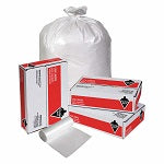 Trash Bags: 56 gal Capacity, 42 1/2 in Wd, 48 in Ht, 1 mil Thick, White, 100 PK