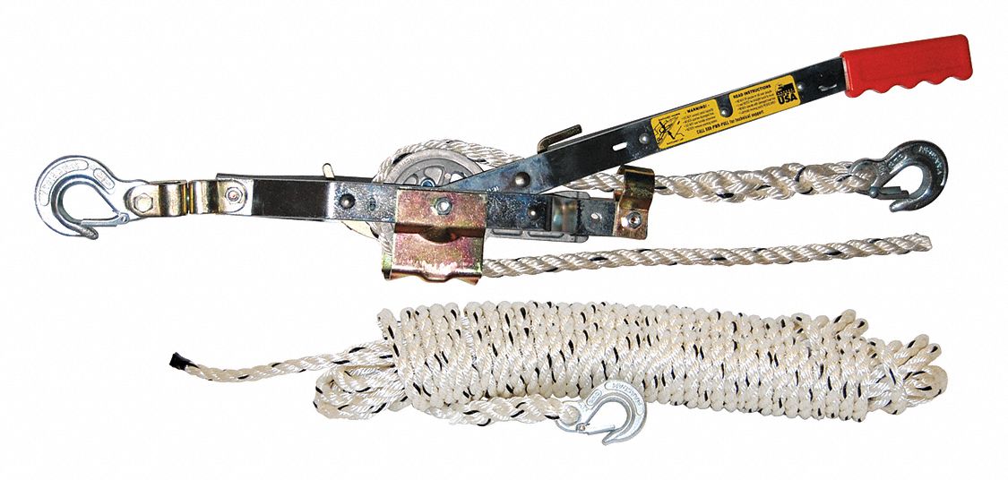 Rope Ratchet Puller: Rope Ratchet Puller, Hook Mounted - No Trolley, 15 lb Lifting Capacity