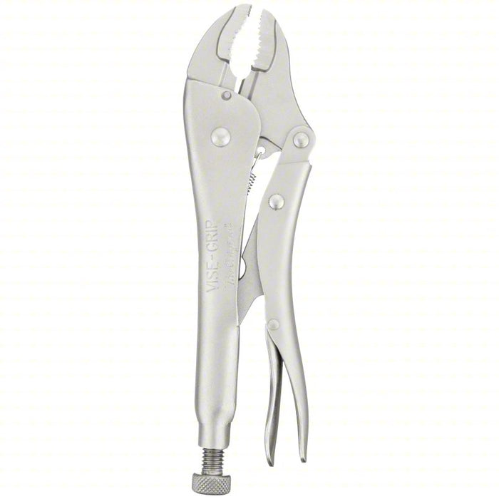 Locking Plier: Curved, Lever, 1 7/8 in Max Jaw Opening, 10 in Overall Lg, 1 1/4 in Jaw Lg, 9 - 11 in