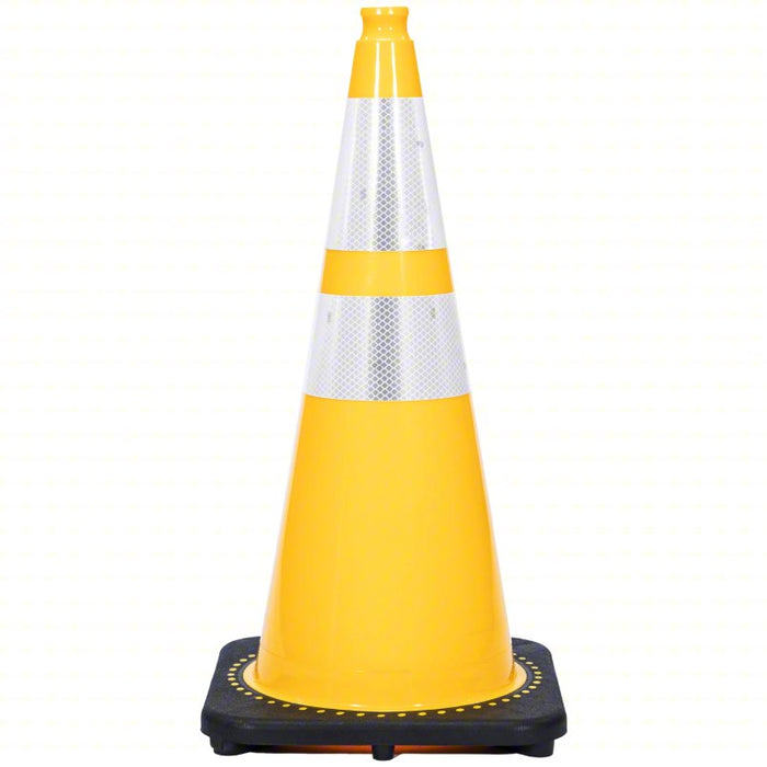 Traffic Cone: Not Approved for Roadway Use, Reflective, Grip Top with Black Base, 28 in Cone Ht, PVC
