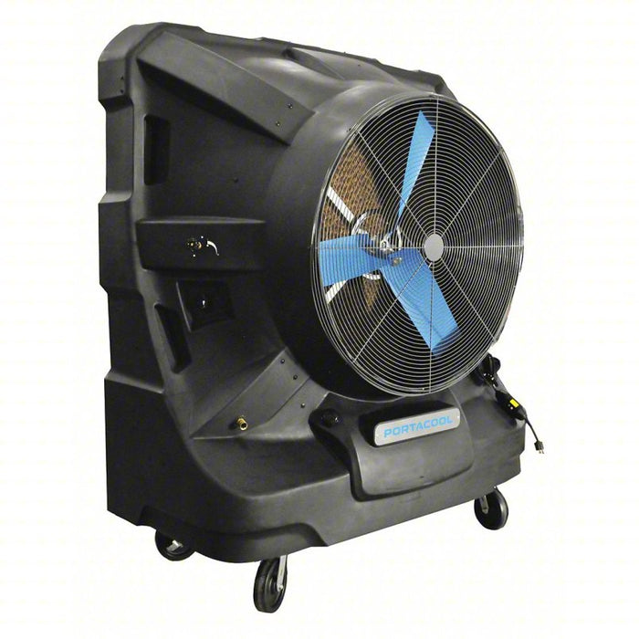Portable Evaporative Cooler: 48 in Blade Dia, 5625 sq ft, 22,500 cfm, 115V AC, 5-20P