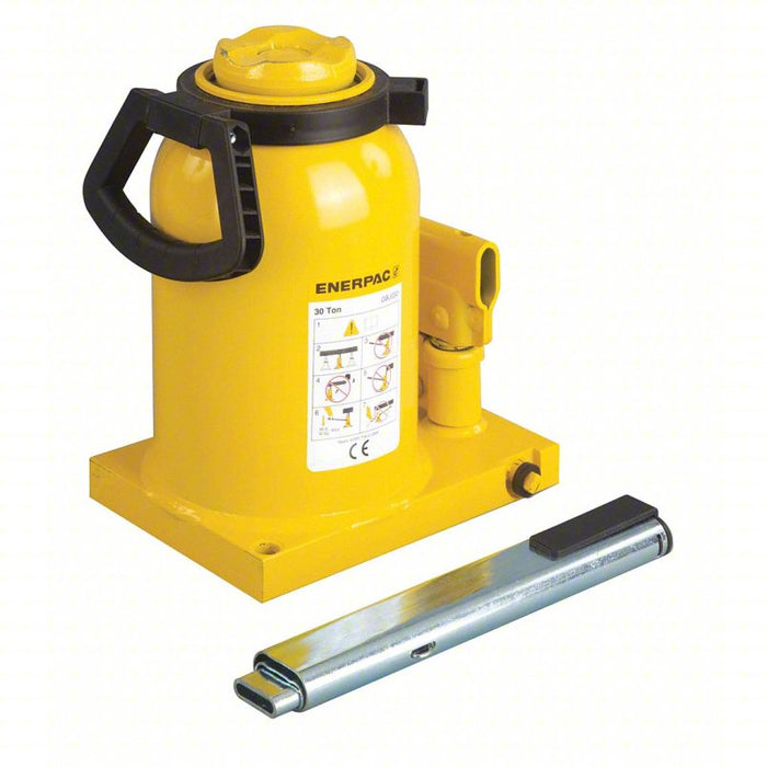 Bottle Jack: 8 1/2 in x 6 1/2 in Base, Hydraulic, With 50 ton Lifting Capacity