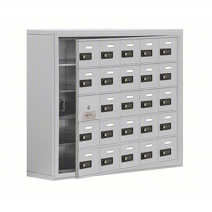 Cell Phone Locker: 37 in x 9 1/4 in x 31 in, 5 Tiers, 5 Units Wide, 24 Lockers