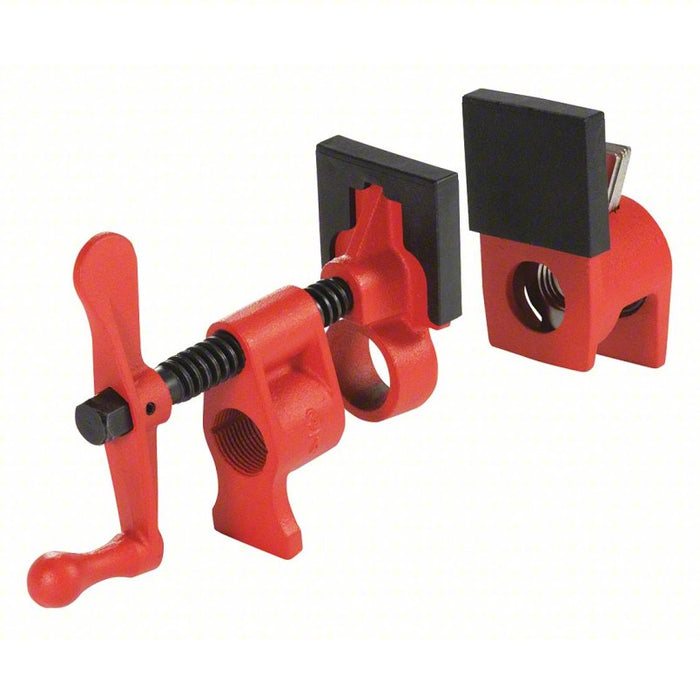 Pipe Clamp: Light Duty, 440 lb Clamping Force, 1 3/4 in Throat Dp, Crank Handle, Cast Iron