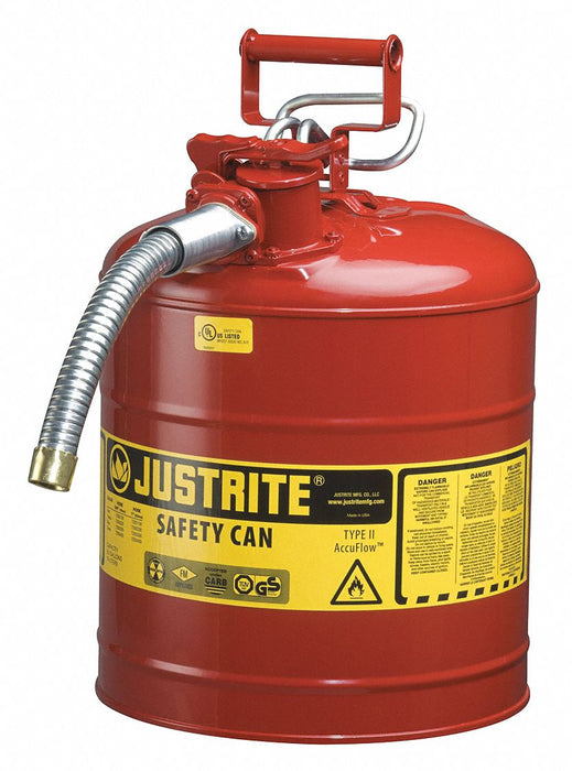 Type II Safety Can: For Use With Flammables, 5 gal Capacity, Includes 1 in OD Flex Hose