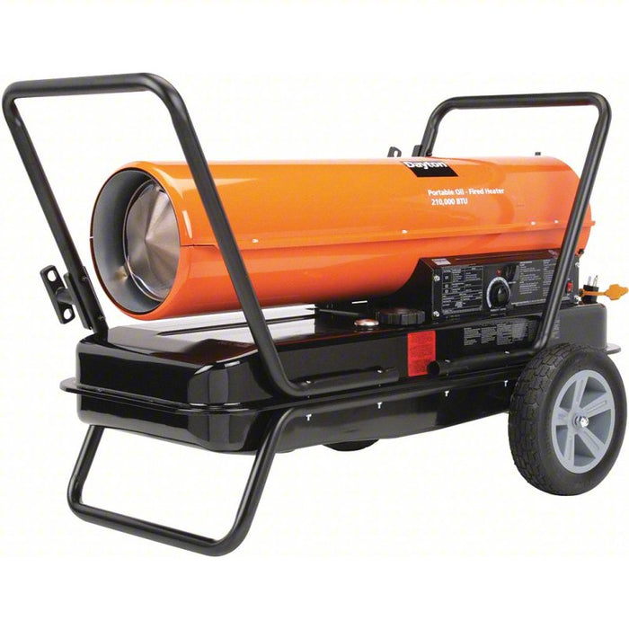 Portable Oil and Kerosene Torpedo Heater: Wheeled Mounted, 5,000 sq ft Heating Area