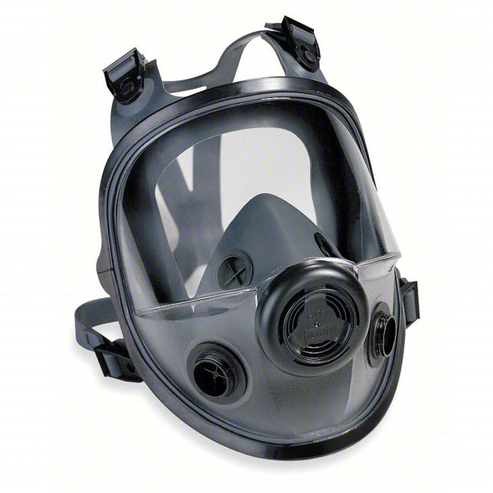 Full Face Respirator: Elastomer, Hook-and-Loop (4-Point), Threaded, M/L Mask Size, 5400