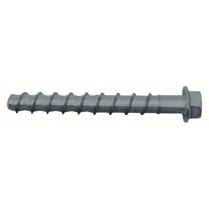 Screw Anchor: 3 in Overall Lg, 0.38 in Dia, Steel, Galvanized, Hex, Hex, 50 PK
