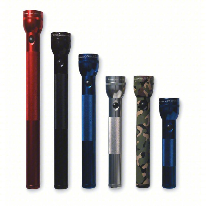 Handheld Flashlight: D Battery, Xenon, 14.72 in Lg, 98 lm Max Lumens Output, Aluminum, Red