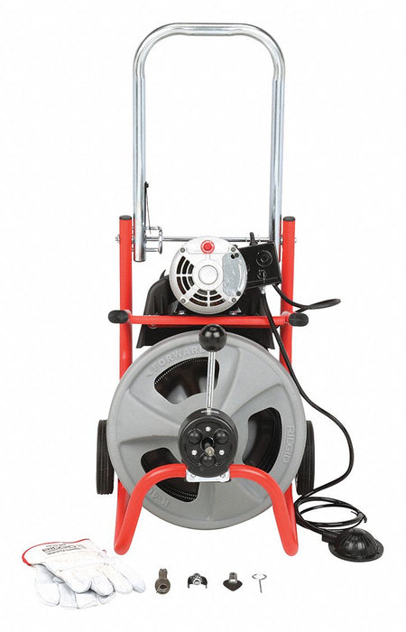 Drain Cleaning Machine: Corded, K-400AF, For 1 1/2 in to 4 in Pipe, 3/8 in Cable Dia., Auto