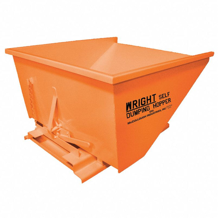 Self-Dumping Hopper: 40.5 cu ft Cubic Foot Capacity, 63 1/2 in Overall Lg, Orange