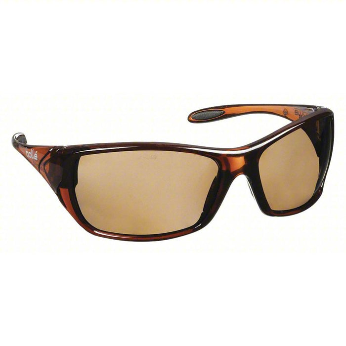 Safety Glasses: Wraparound Frame, Full-Frame, Brown, Brown, M Eyewear Size, Unisex