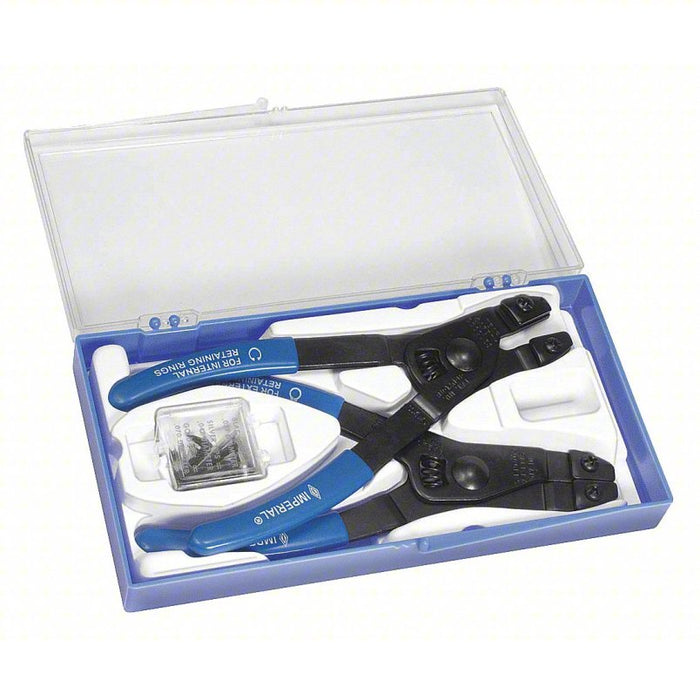 Retaining Ring Plier Set: External/Internal, For 3/8 in to 2 in Bore Dia, 6 1/4 in Overall Lg