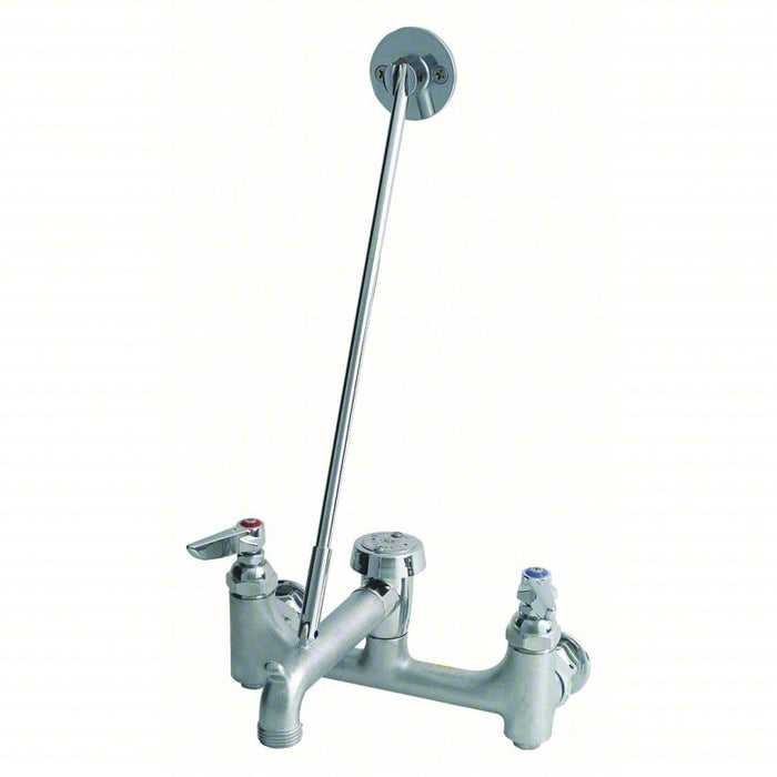 Straight Service Sink Faucet: T&S, Chrome Finish, 12.96 gpm Flow Rate, 2 5/8 in Spout Lg