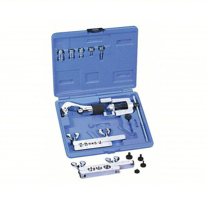 Flaring and Cutting Kit: Single 45 Degree, Aluminum/Brass/Copper/Stainless Steel, Tool Case
