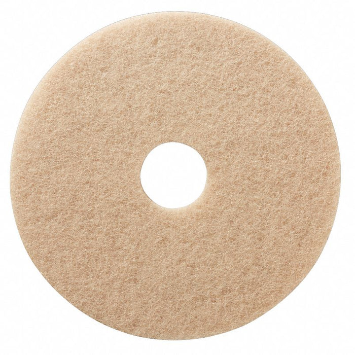 Burnishing Pad: Tan, 20 in Dia, Polyester, 3,000 RPM Max Speed, Round, 5 PK