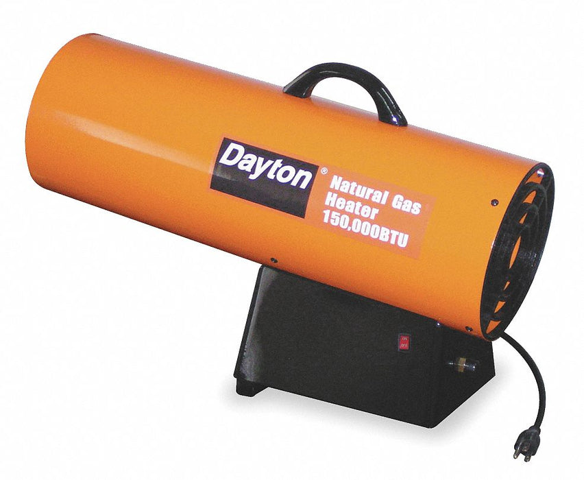 Portable Gas Torpedo Heater: 150,000 BtuH Heating Capacity Output, 3,500 sq ft Heating Area