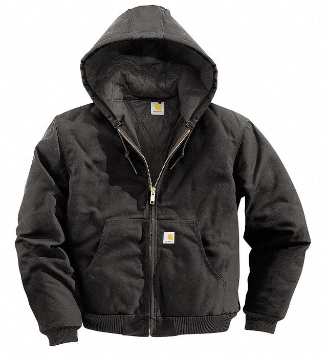 Hooded Jacket: Jacket, Men's, Jacket Garment, M, Black, Regular, Cotton, 12 oz Fabric Wt