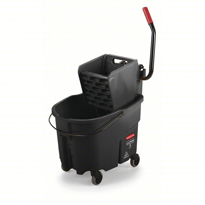 Mop Bucket and Wringer: Side Press, 8 3/4 gal Capacity, Plastic