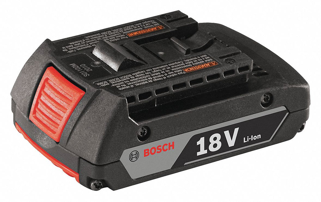 Battery: Bosch, 18V, Li-Ion, 1 Batteries Included, 2 Ah, 18V SlimPack, (1) Battery