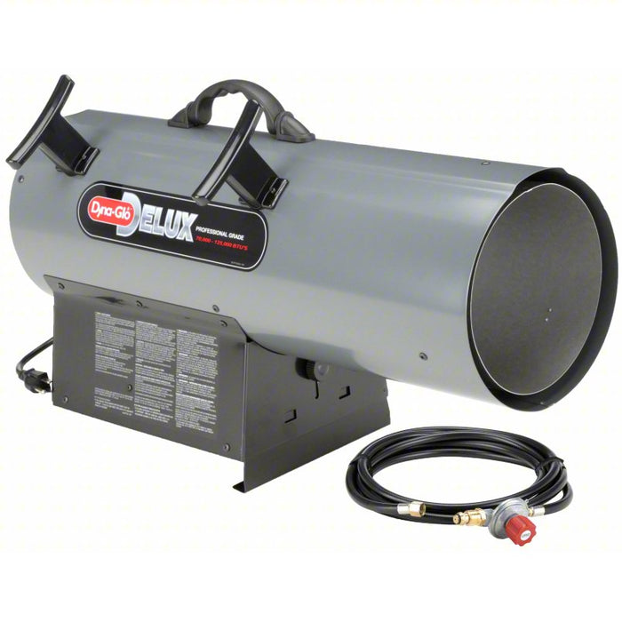 Portable Gas Torpedo Heater: 125,000 BtuH Heating Capacity Output, 3,100 sq ft Heating Area
