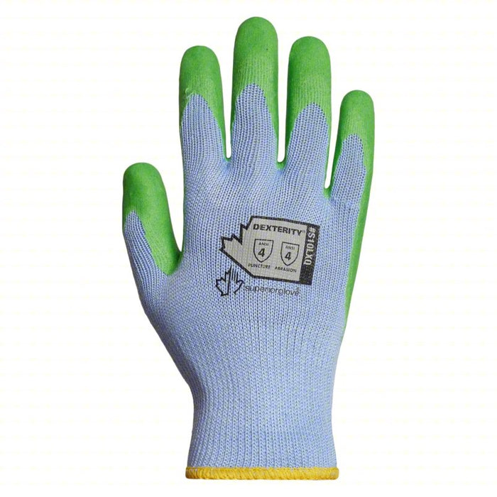 Knit Gloves: L ( 9 ), Rough, Latex, Palm, Dipped, ANSI Abrasion Level 4, Knit Cuff, 12 PK