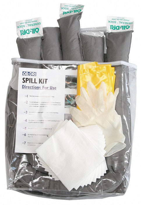 Transportation Spill Kit: Transportation Spill Kit, 23 Pieces, 0 Triangles, Bag, 20 in Overall Ht