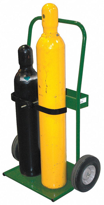 Welding Cylinder Hand Truck: 2 Cylinder Capacity, 400 lb Load Capacity, 10 in x 19 in, Perma Clamp