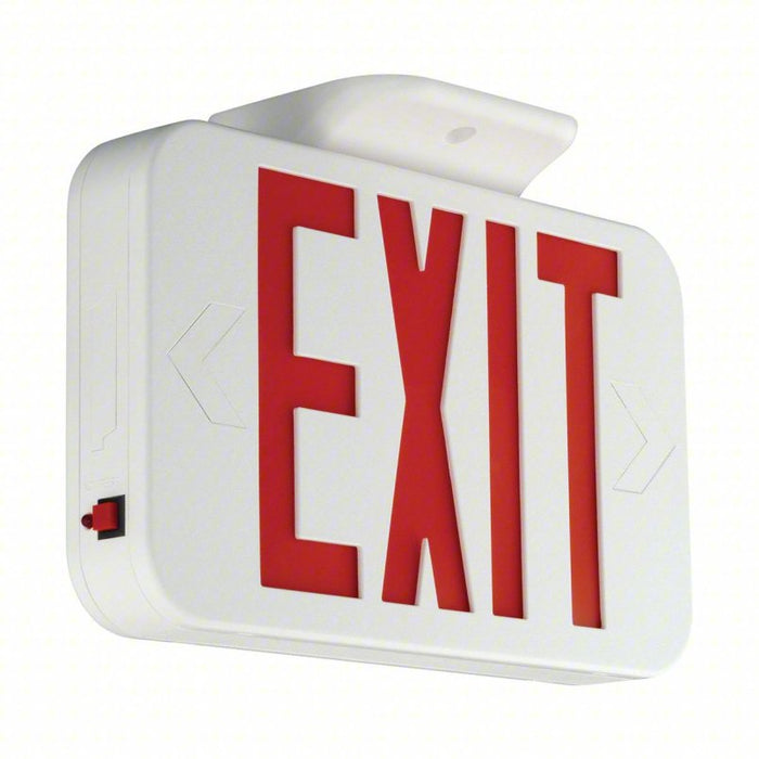 LED Lighted Exit Sign: LED, White, Red/Green, 1 or 2 Faces, Ceiling/End/Wall, Not Battery Powered