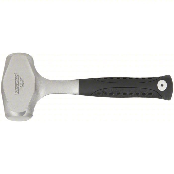 Steel Drilling Hammer: Steel Handle, 4 lb Head Wt, 1 3/8 in Dia, 11 in Overall Lg, Round Shape