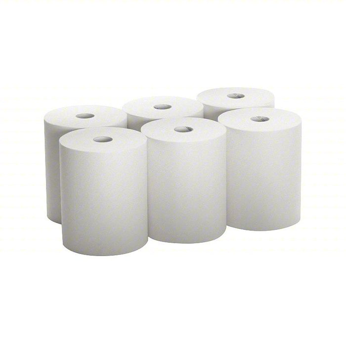 Paper Towel Roll: White, 10 in Roll Wd, 800 ft Roll Lg, Continuous Sheet Lg, 6 PK