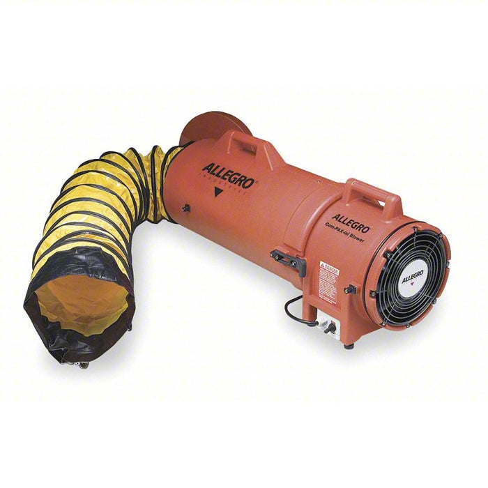 Confined Space Fan: 12 V DC, 8 in Duct Dia, 1/4 hp Horsepower, 816 cfm Max Flow in Free Air