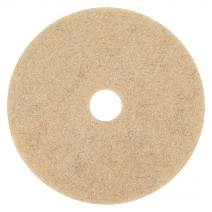 Burnishing Pad: Tan, 20 in Dia, Natural/Polyester Fiber, 3,000 RPM Max Speed, Round, 5 PK